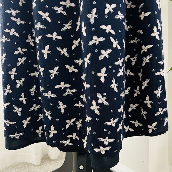 Loft Navy Blue & White Bumble Bee Soft Flowy Long Maxi Dress - Size Small - Picture 5 of 11